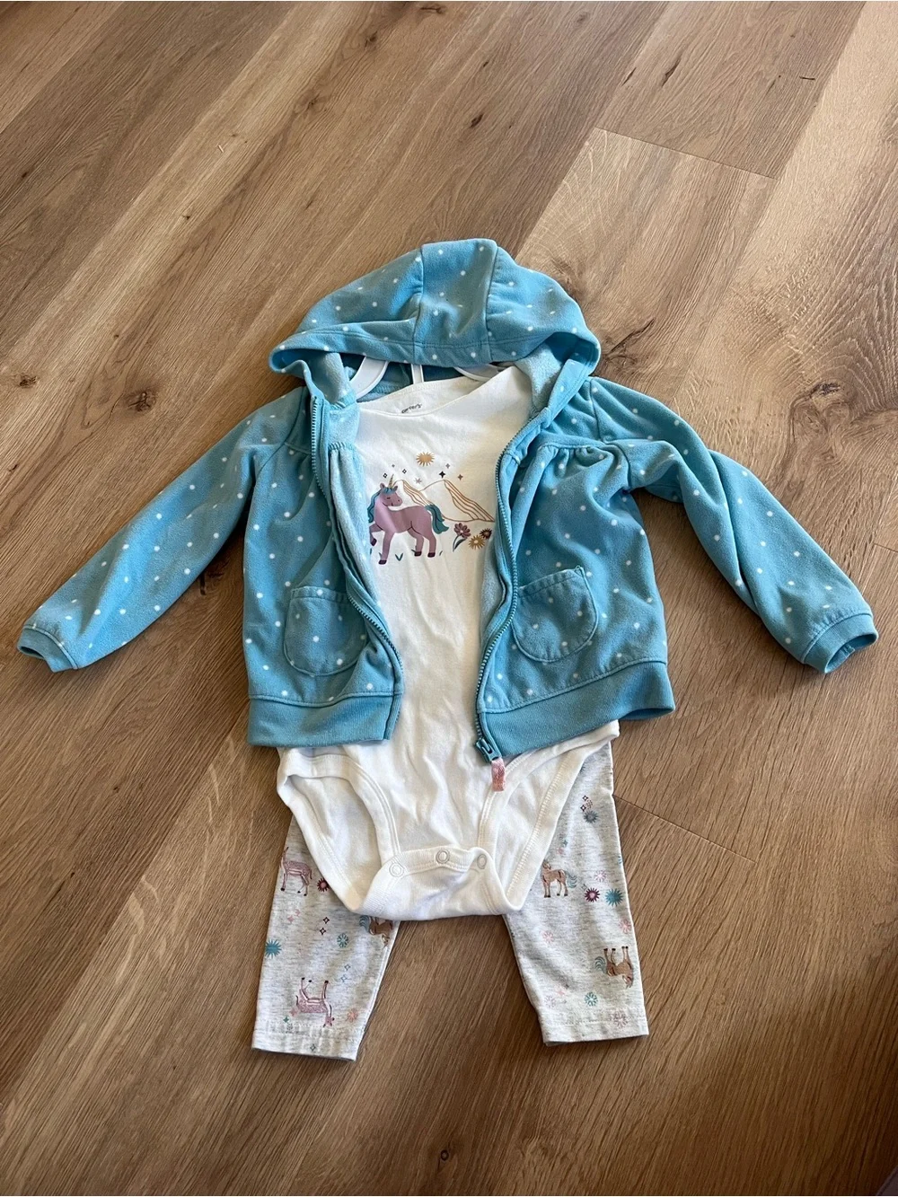 Carter’s Unicorn Matching Set- Hoodie, T Shirt Onesie and Leggings
